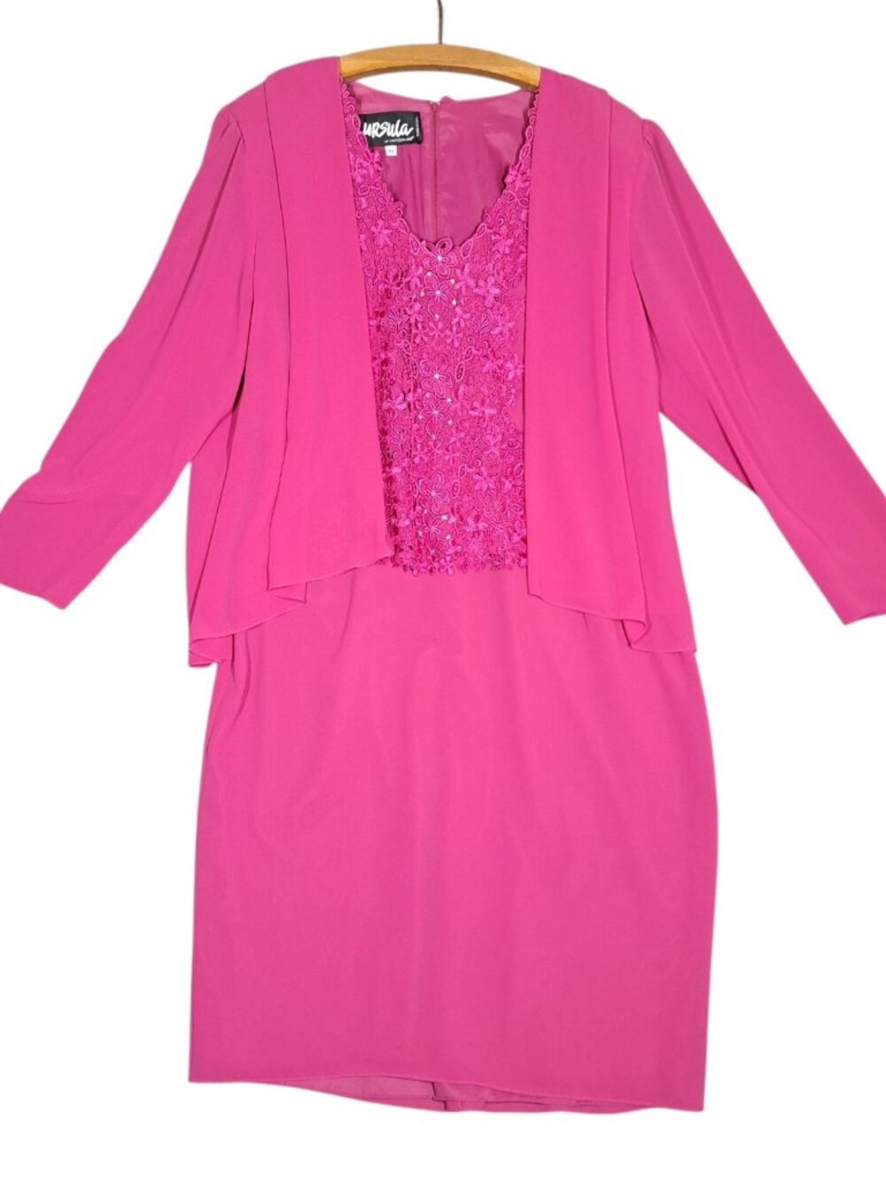 Ursula of Switzerland Formal Dress 18 Fuchsia Pink Chiffon Mother of the Bride